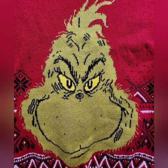 Nwt Boy's Girl's Christmas Holiday Grinch Sweater, Red - Picture 5 of 6